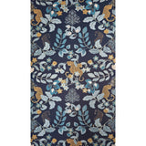 4034-72133 Navy blue ginger gold metallic Jungle Tropical leaves leopard cheetah Wallpaper
