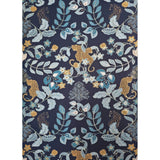 4034-72133 Navy blue ginger gold metallic Jungle Tropical leaves leopard cheetah Wallpaper
