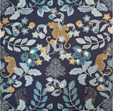 4034-72133 Navy blue ginger gold metallic Jungle Tropical leaves leopard cheetah Wallpaper
