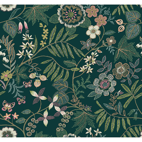 4034-72139 Marilyn Green Floral Trail Wallpaper