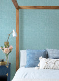 4046-26352 Emerson Aqua Linen Wallpaper