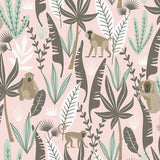 4060-139072 Kiki Pink Monkeys Wallpaper