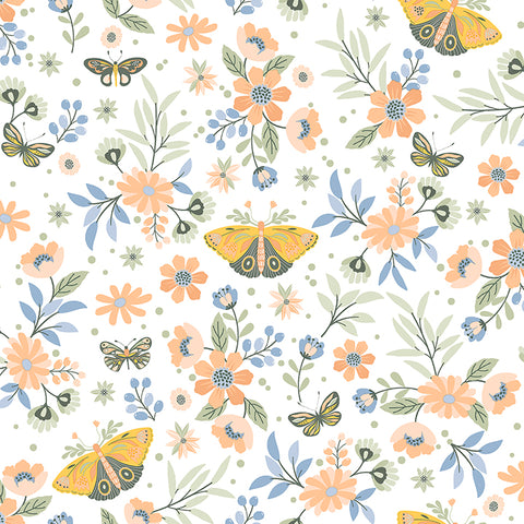 4060-58105 Zev Coral Butterfly Wallpaper
