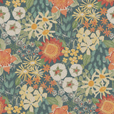 4066-26520 Karina Teal Wildflower Garden Wallpaper