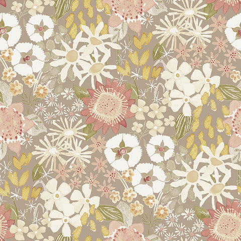 4066-26521 Karina Neutral Wildflower Garden Wallpaper