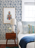 4066-26532 Inge Denim Floral Block Print Wallpaper