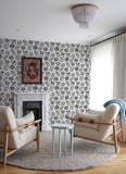 4066-26534 Inge Black Floral Block Print Wallpaper