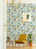 4066-26536 Juni Teal Abstract Tulips Wallpaper