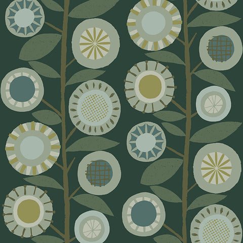 4066-26551 Sisu Evergreen Floral Geometric Wallpaper
