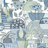 4066-26555 Fika Blue Blissful Birds & Blooms Wallpaper