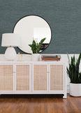 4066-26559 Malin Dark Blue Faux Grasscloth Wallpaper