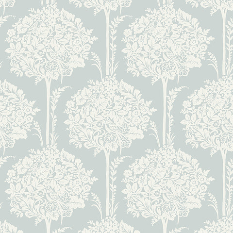 4074-26622 Zaria Light Blue Topiary Wallpaper