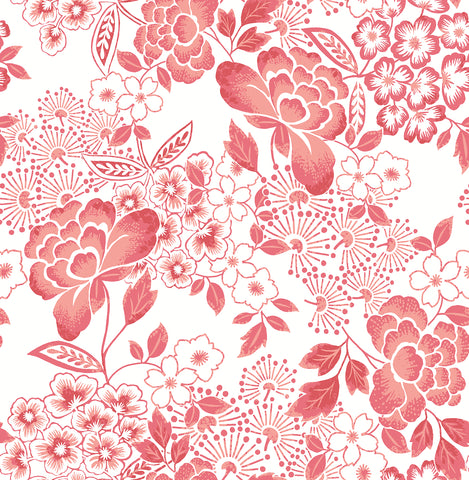 4081-26301 Irina Coral Floral Blooms Wallpaper