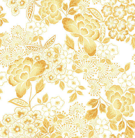 4081-26302 Irina Yellow Floral Blooms Wallpaper