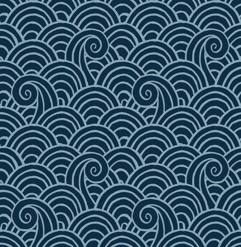 4081-26305 Alorah Navy Wave Wallpaper