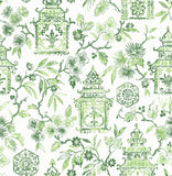 4081-26312 Helaine Green Pagoda Wallpaper