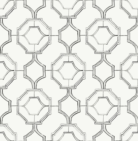 4081-26315 Gallina Charcoal Trellis Wallpaper