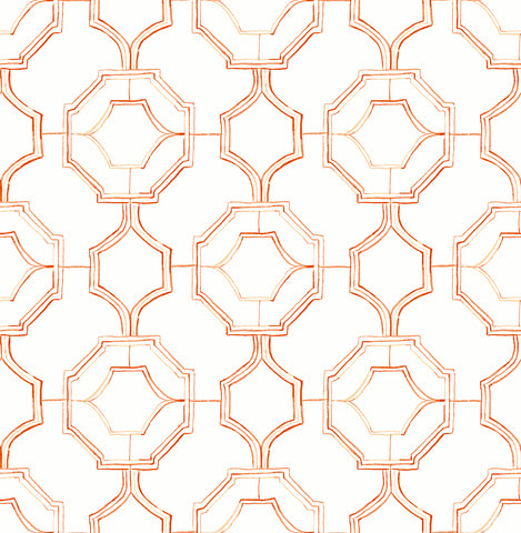 4081-26317 Gallina Orange Trellis Wallpaper