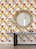 4081-26323 Essie Yellow Painterly Floral Wallpaper