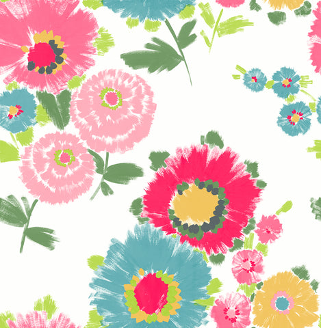 4081-26326 Essie Pink Painterly Floral Wallpaper