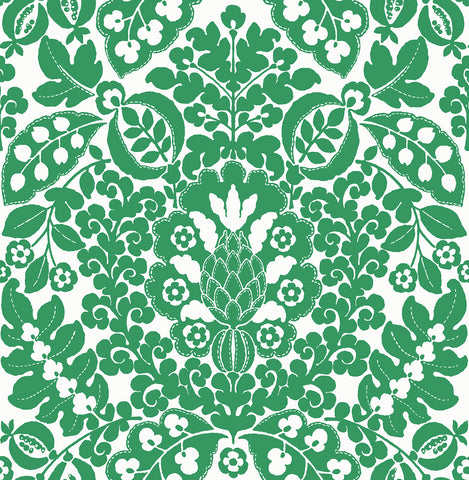 4081-26333 Marni Green Fruit Damask Wallpaper