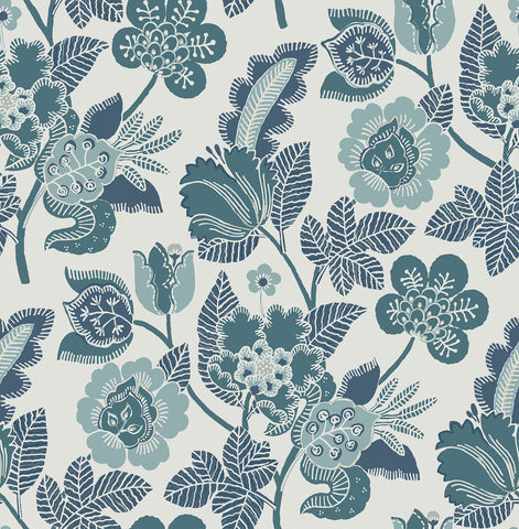 4081-26340 Jana Teal Jacobean Wallpaper