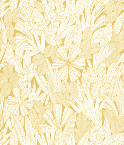 4081-26343 Bannon Yellow Leaves Wallpaper