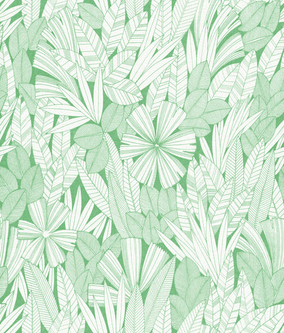4081-26345 Bannon Green Leaves Wallpaper