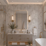 4096-554748 Faux Concrete plaster textured distressed paint white gold metallic wallpaper 3D