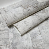 4096-554748 Faux Concrete plaster textured distressed paint white gold metallic wallpaper 3D