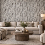 4096-554779 Faux Concrete plaster textured distressed white gray copper metallic wallpaper
