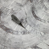 4096-554779 Faux Concrete plaster textured distressed white gray copper metallic wallpaper
