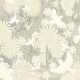 4111-63011 Drömma Light Grey Songbirds and Sunflowers Wallpaper