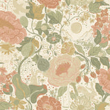 4111-63012 Växa Green Rabbits & Rosehips Wallpaper