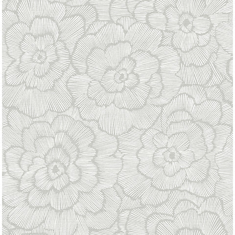 4120-26036 Periwinkle Light Grey Textured Floral Wallpaper