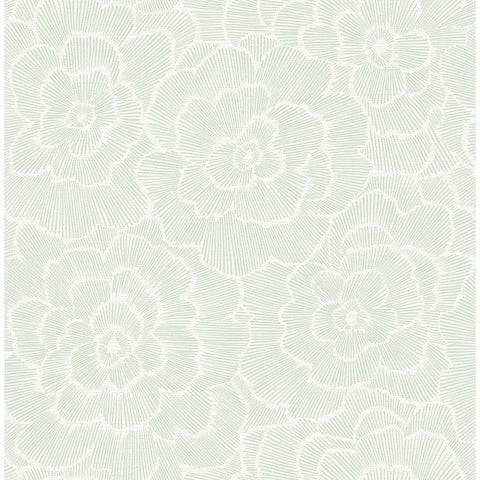 4120-26040 Periwinkle Light Green Textured Floral Wallpaper