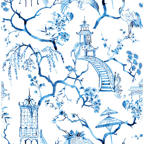 4120-26810 Serena Blue Chinoiserie Wallpaper