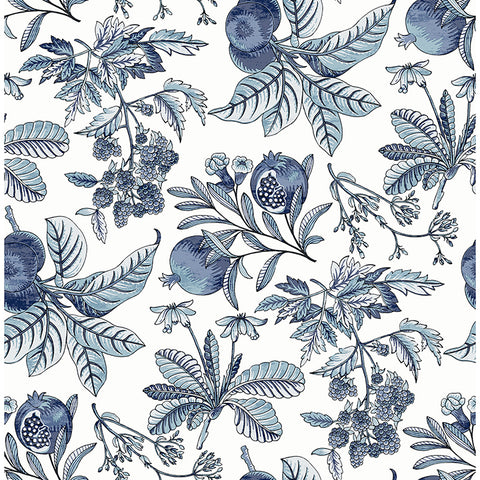 4120-26811 Cecilia Blue Fruit Wallpaper