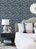 4120-26822 Maeve Dark Blue Jacobean Trail Wallpaper