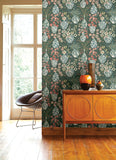 4120-72000 Harper Green Floral Vase Wallpaper