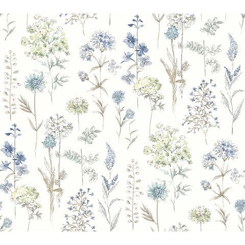 4134-72502 Bergamot Sea Green Wildflower Wallpaper