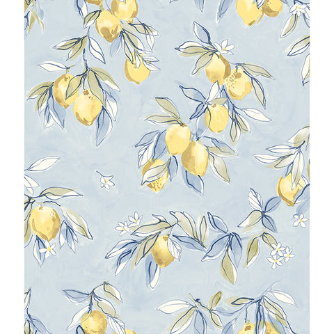 4134-72506 Lemonade Light Blue Citrus Wallpaper