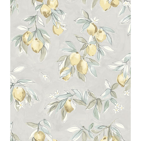 4134-72509 Lemonade Grey Citrus Wallpaper