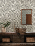 4134-72512 Marjoram Black Floral Tile Wallpaper