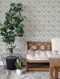 4134-72512 Marjoram Black Floral Tile Wallpaper