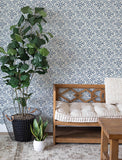 4134-72513 Marjoram Blue Floral Tile Wallpaper