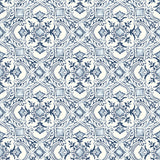 4134-72513 Marjoram Blue Floral Tile Wallpaper