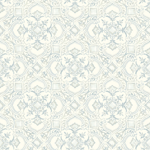4134-72516 Marjoram Light Blue Floral Tile Wallpaper
