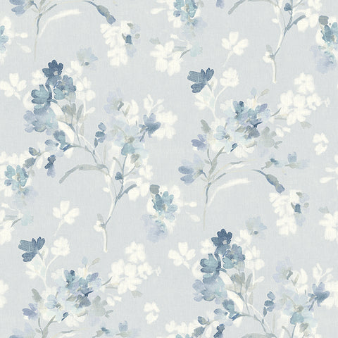4134-72526 Azalea Light Blue Floral Branches Wallpaper