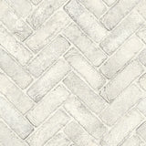 4134-72532 Canelle White Brick Herringbone Wallpaper